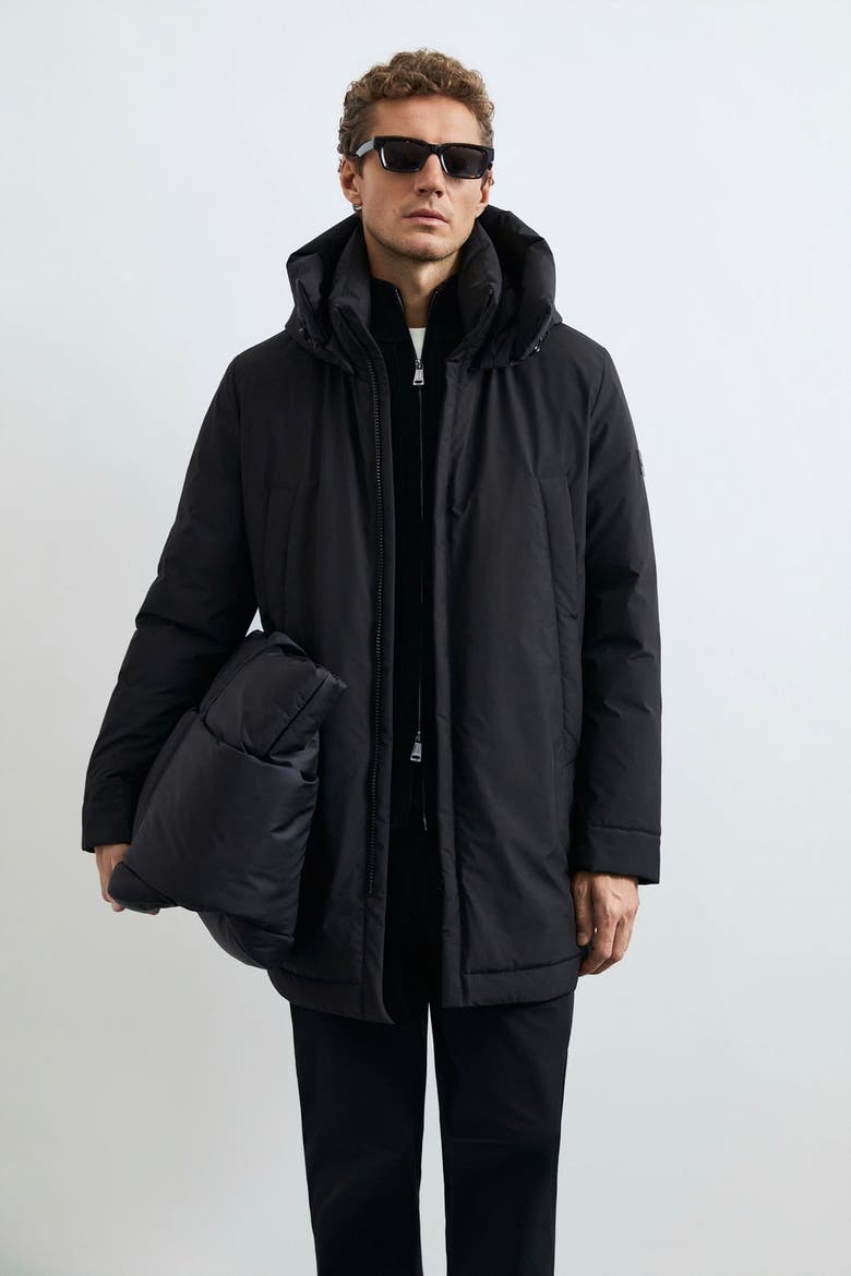Men's Longline Goose Down Parka, Alternate, color, Black