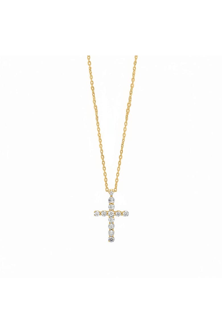 Diamond Tennis Cross Pendant Necklace 14K, Main, color, 14K Gold - Large