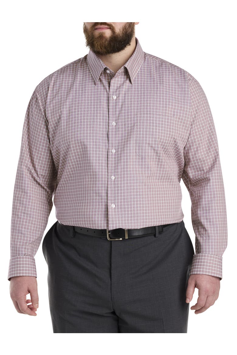 Big & Tall Check Dress Shirt, Main, color, BURGUNDY