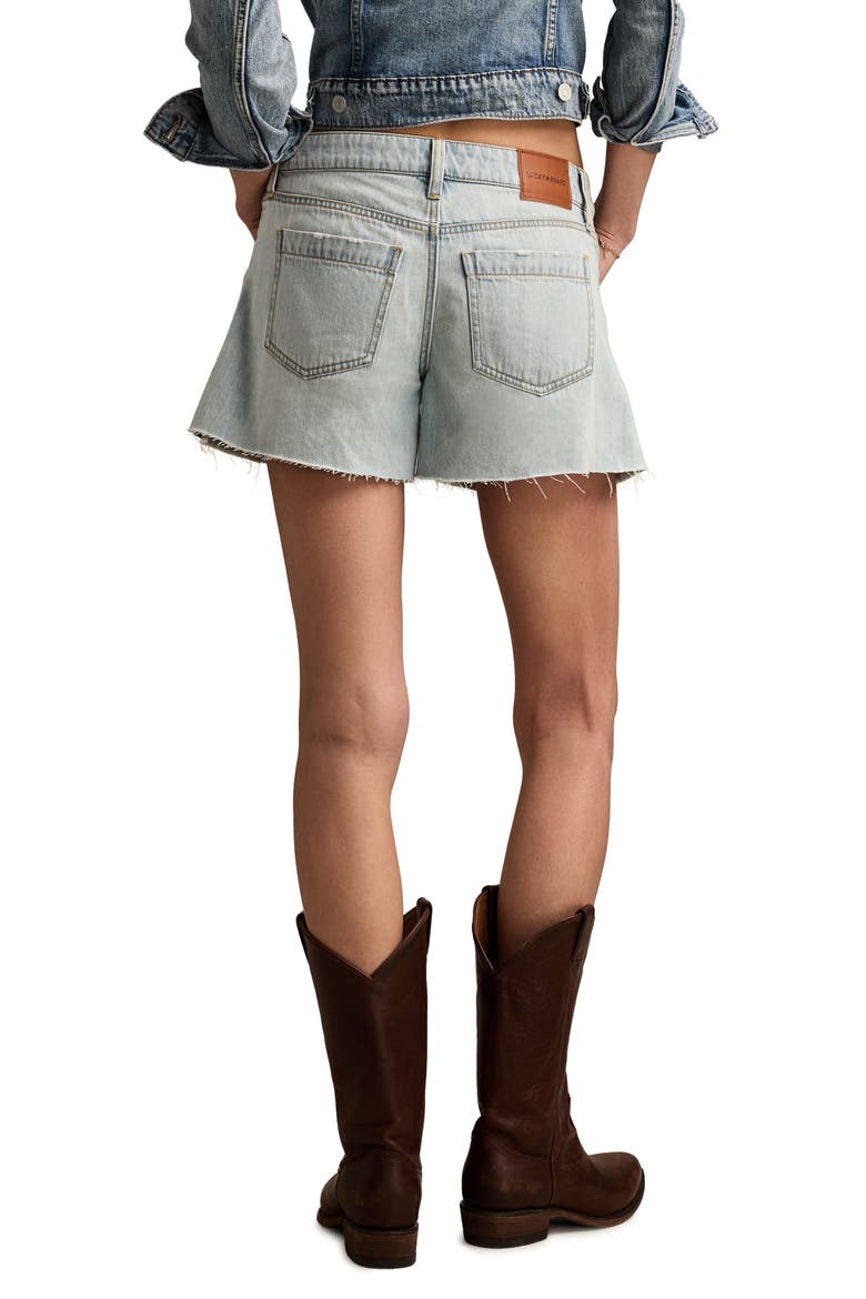 Raw Hem Low Rise A-Line Denim Shorts, Alternate, color, COASTAL BREEZE WASH