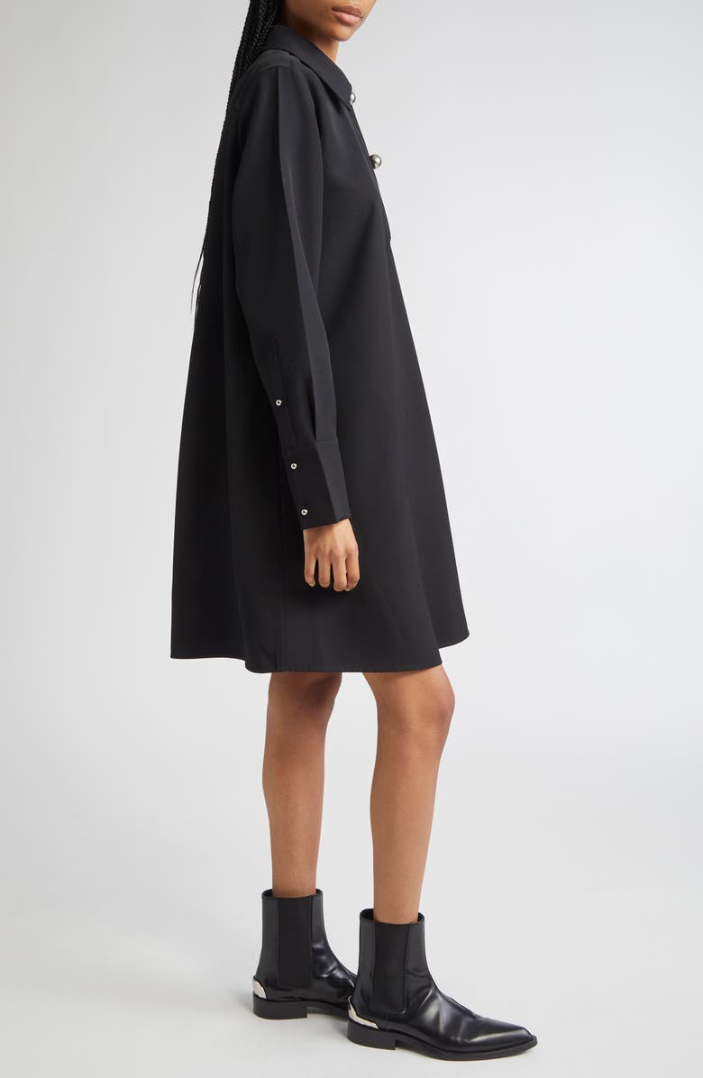 Jil Sander Long Sleeve Wool Polo Dress, Alternate, color, Black