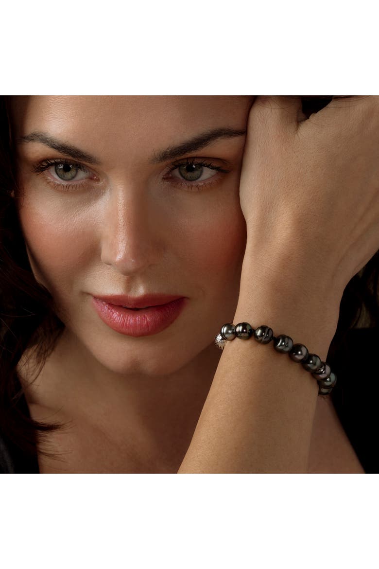 Tahitian South Sea Pearl Drop Shape Bracelet, Alternate, color, Black Pearls