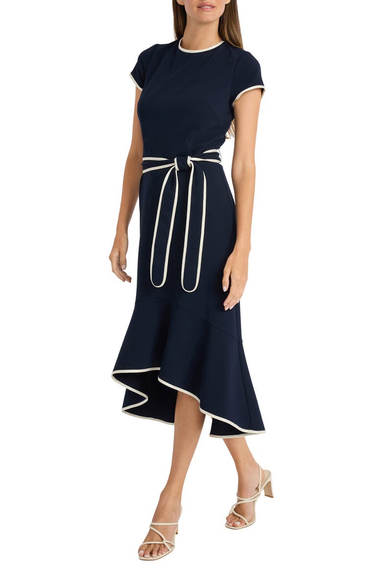 Short Sleeve Belted Dress, Alternate, color, TWILIGHT NAVY