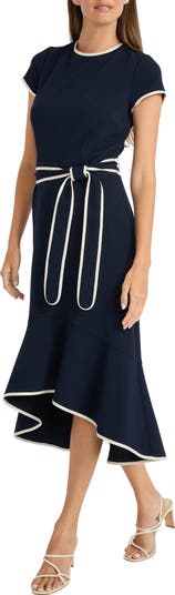 Short Sleeve Belted Dress