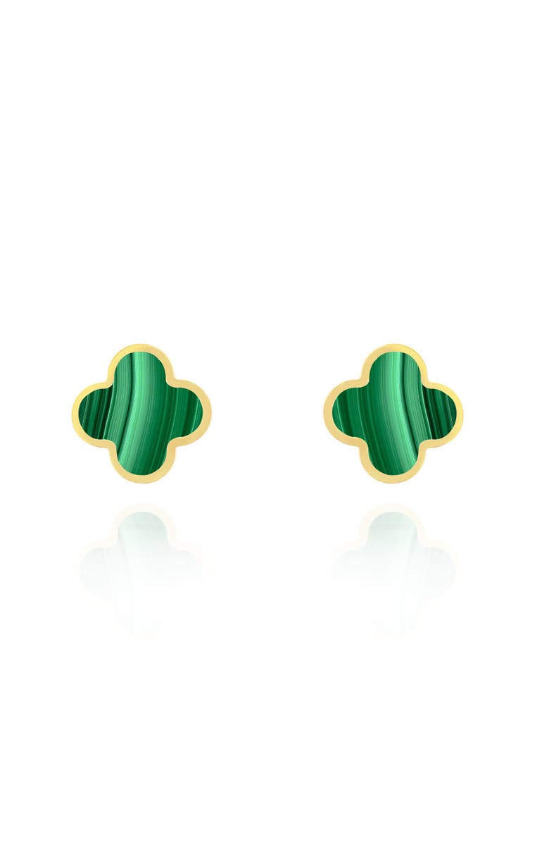 The Lovery Fine Jewelry Large Malachite Clover Stud Earrings, Alternate, color, Malachite