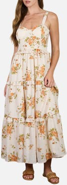 Blu Pepper Floral Corset Ruffle Tiered Dress