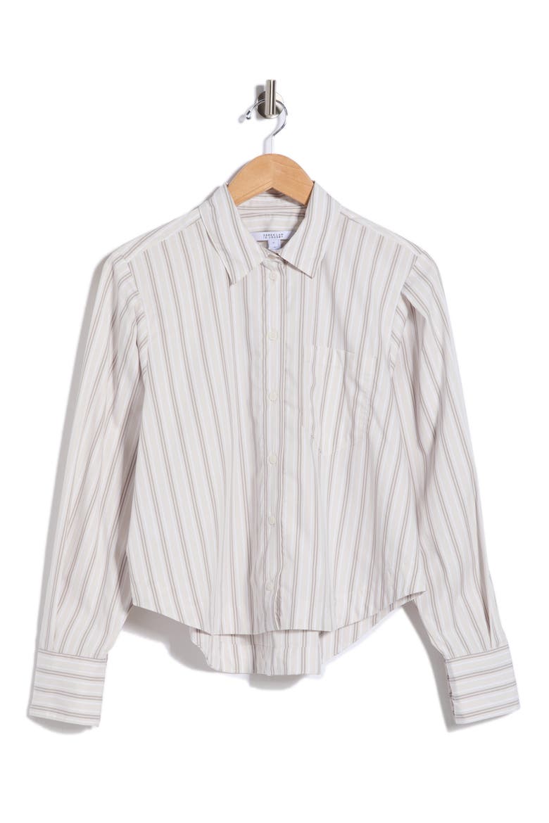 Estrella Striped Button-Up Shirt, Alternate, color, WHITE/ GREY STRIPE