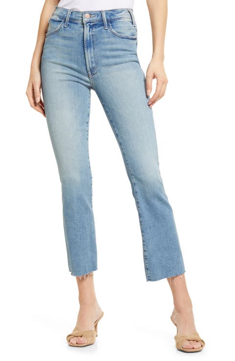 The Hustler Frayed High Waist Ankle Flare Jeans