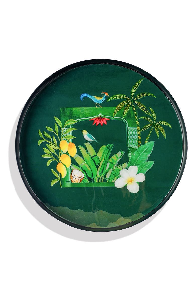 Tiramisu Savanna Pop Set of 2 Metal Trays, Alternate, color, Green Floral