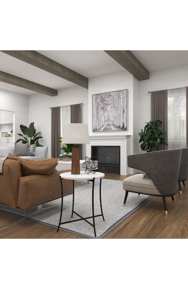 UMA Black Metal Geometric Sculpture with Gold Accents, Alternate, color, Black