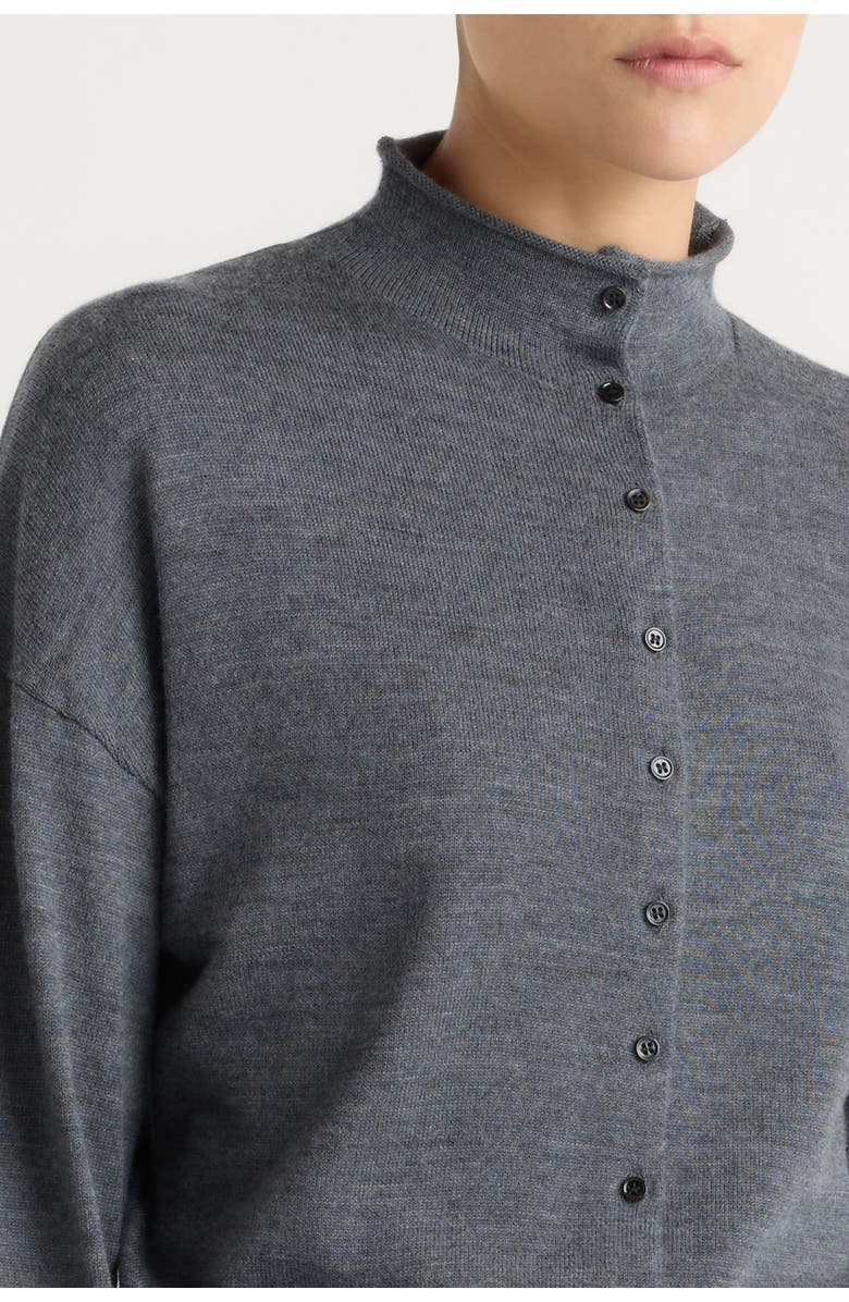 Modern Citizen Charlee Lightweight Wool Button Cardigan, Alternate, color, Heather Slate