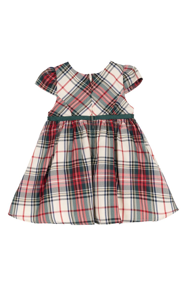 Rare Editions Plaid Cap Sleeve Party Dress with Bloomers, Alternate, color, Ivory