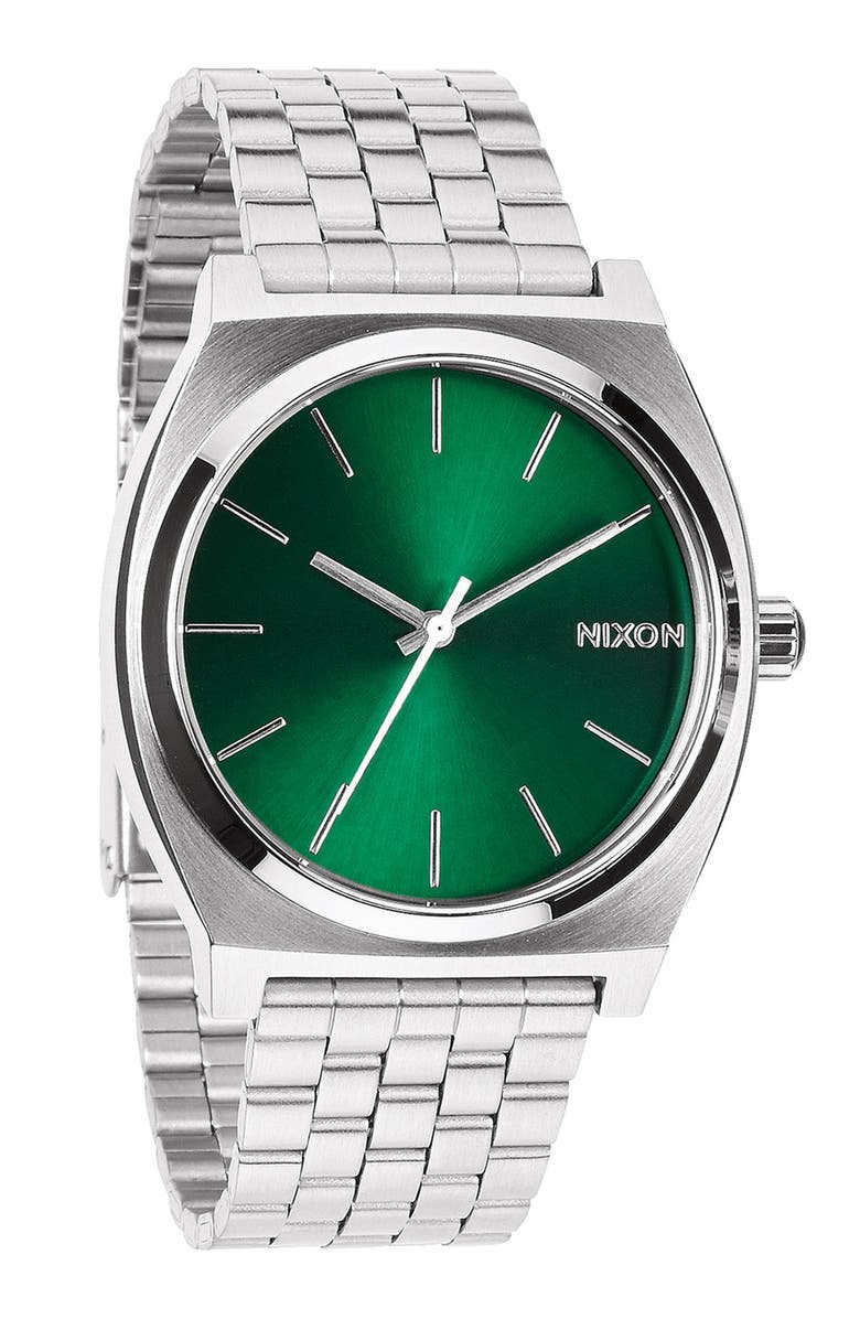 Nixon 'The Time Teller' Bracelet Watch, 37mm, Alternate, color, Green Sunray