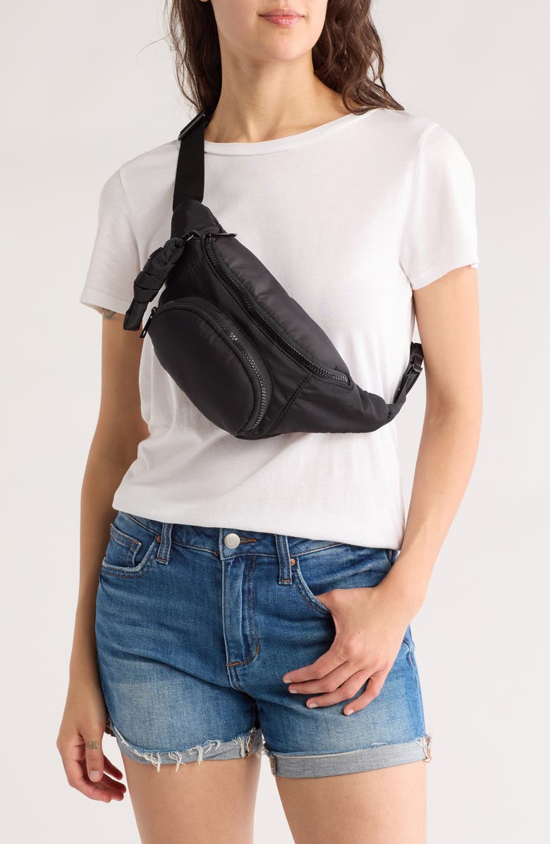 Madden Girl Padded Nylon Belt Bag, Alternate, color,