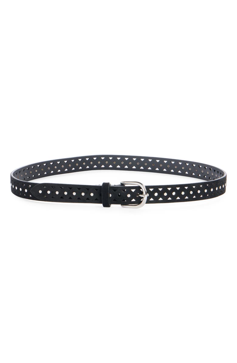 Isabel Marant Ohen Perforated Leather Belt, Main, color, Black/ Silver Bksi