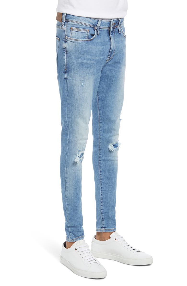 River Island Blue Ollie Ripped Spray-On Skinny Jeans, Alternate, color, 