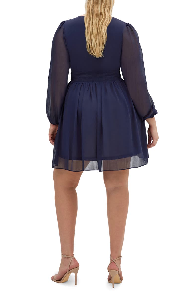 Serina Long Sleeve Flare Dress, Alternate, color, NAVY