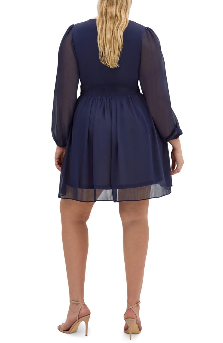 City Chic Serina Long Sleeve Flare Dress, Alternate, color, Navy