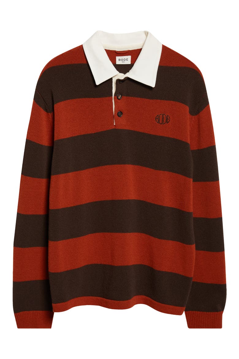 Pine Stripe Wool Rugby Sweater, Alternate, color, BROWN MULTI