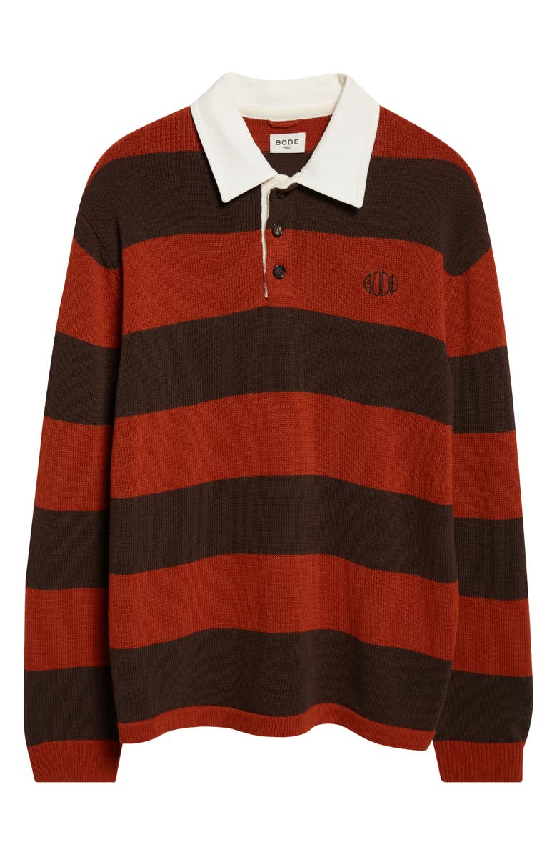 Bode Pine Stripe Wool Rugby Sweater, Alternate, color, Brown Multi