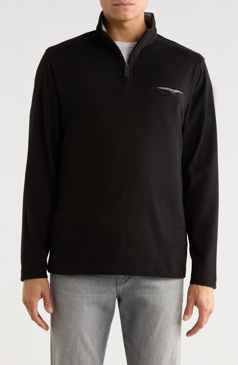NICOBY Birdseye Soft Brushed Quarter Zip Pullover, Main, color, Black