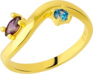 Spero London Bended Sterling Silver Double Gemstone Ring