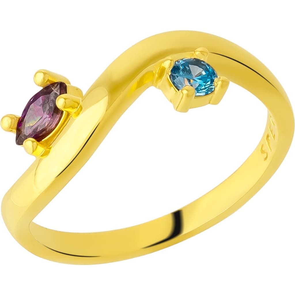 Spero London Bended Sterling Silver Double Gemstone Ring In Gold