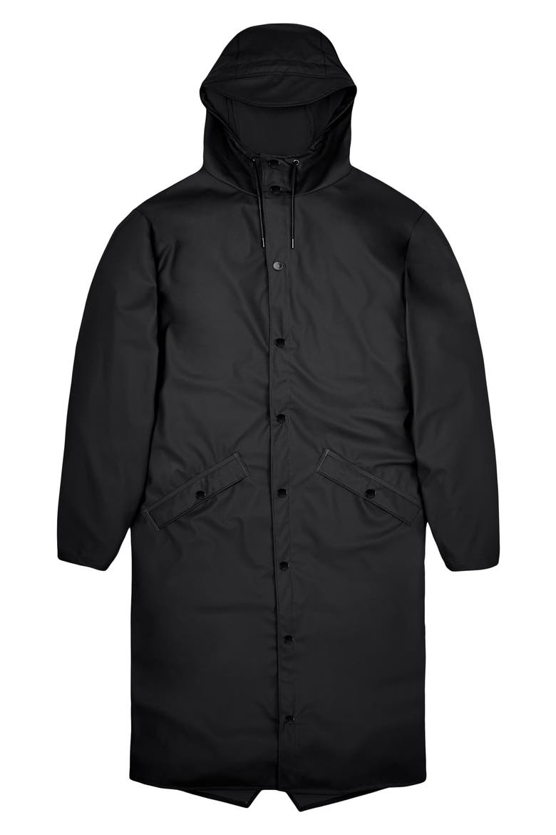 Waterproof Hooded Long Jacket, Alternate, color, 01 BLACK
