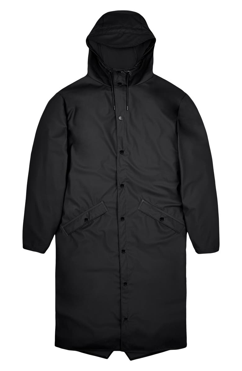 Rains Waterproof Hooded Long Jacket, Alternate, color, 01 Black