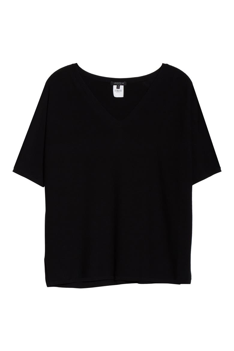 Dolman Sleeve Matte Crepe Sweater, Alternate, color, BLACK