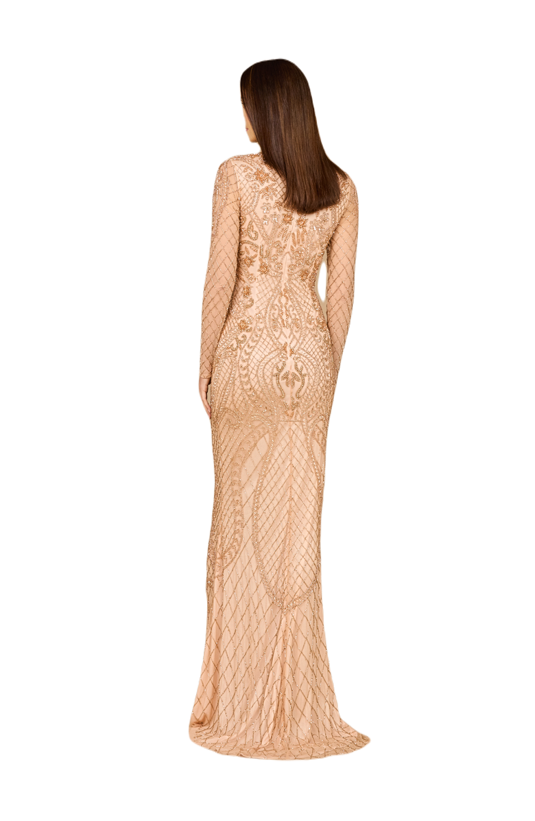 LARA New York Long Sleeve Beaded Dress, Alternate, color, Blush