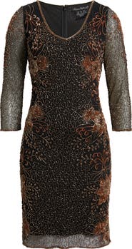Pisarro Nights Beaded V-Neck Cocktail Dress