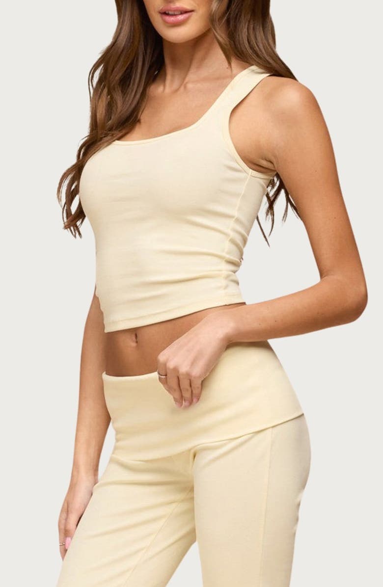 EDIKTED Linda Rib Crop Tank, Alternate, color, Yellow