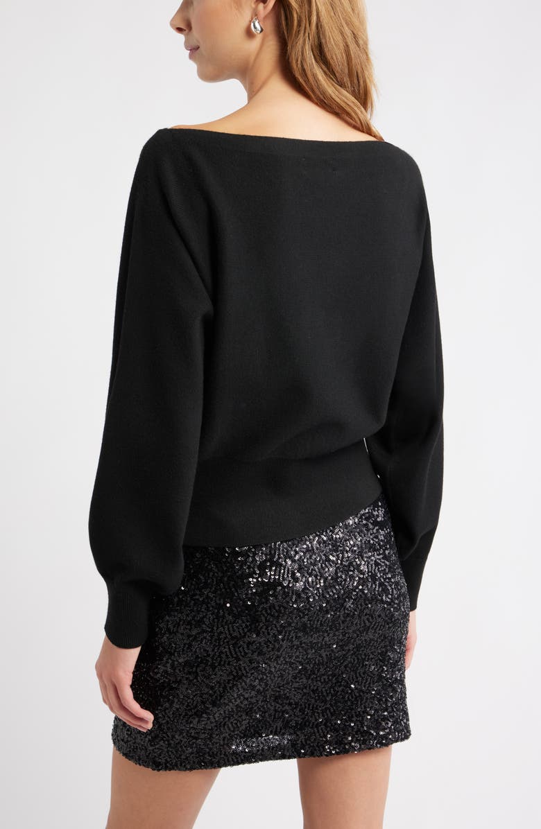 Open Edit Boat Neck Sweater, Alternate, color, Black