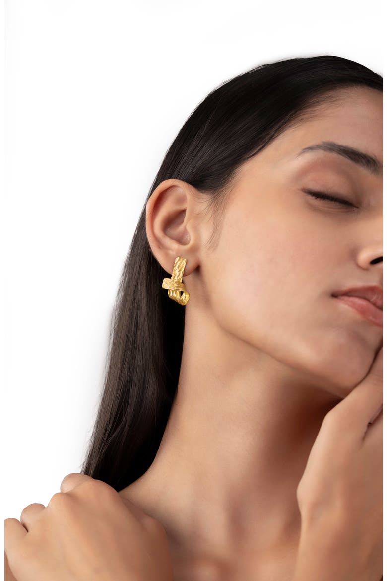 Jiya Mini Knot Earrings, Alternate, color, GOLD