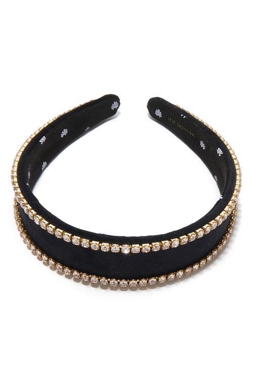Lele Sadoughi Bessette Crystal Edge Velvet Headband In Black