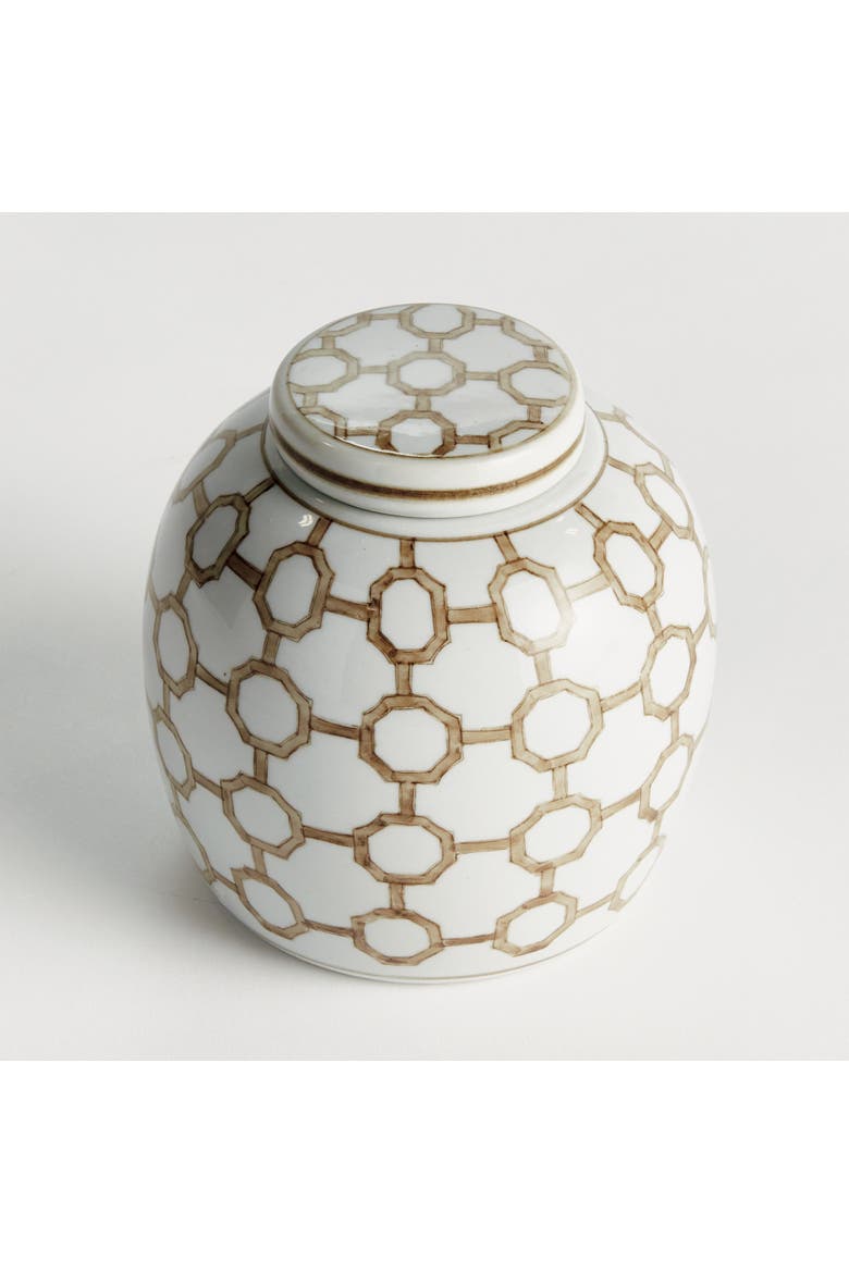 Province Link Lidded Jar - Brown & White Chinoiserie, Alternate, color, White