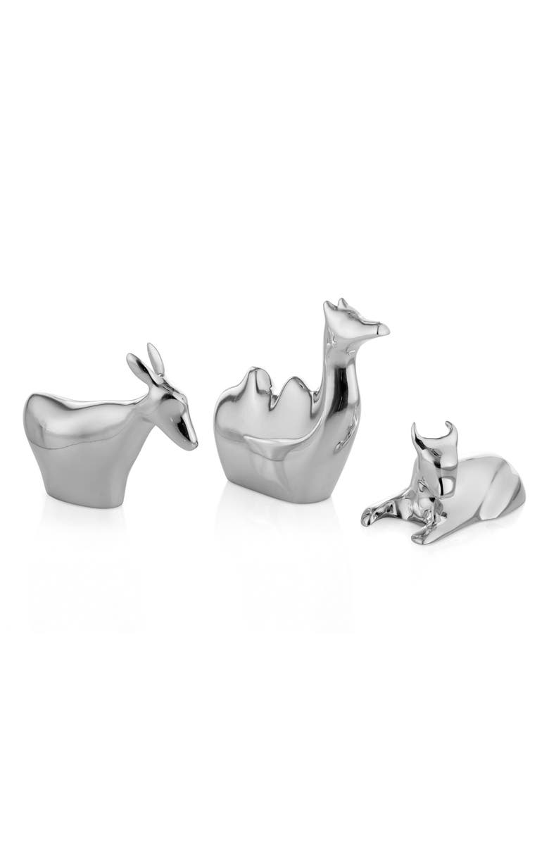Nambé Animals 3-Piece Mini Nativity Set, Main, color, Silver