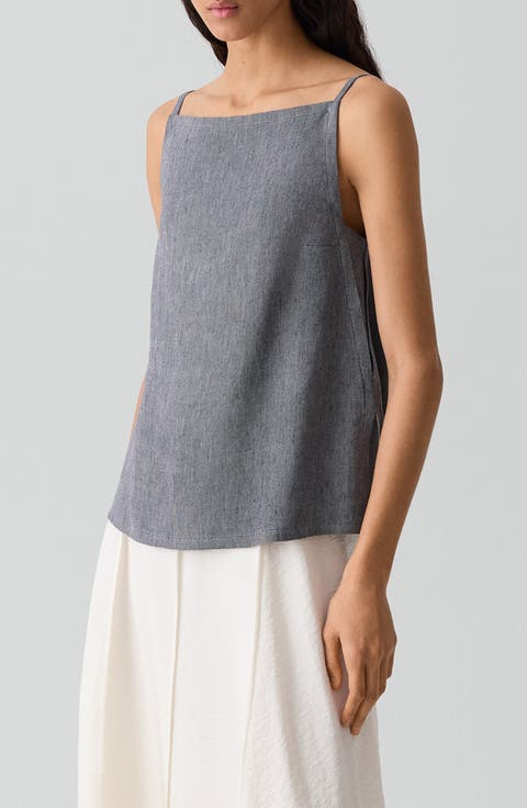 Apron Front Linen Blend Twill Camisole
