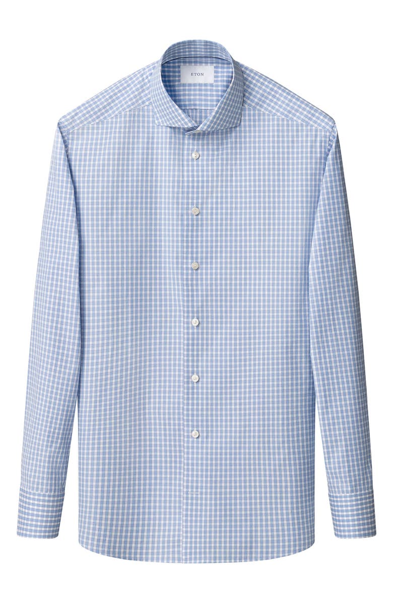 Eton Slim Fit Check Dress Shirt, Alternate, color, Medium Blue