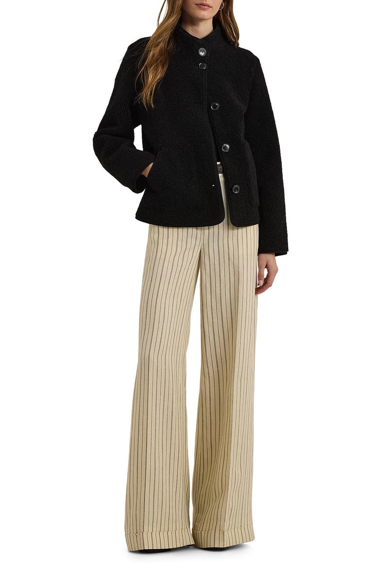 Faux Shearling Boxy Jacket, Alternate, color, BLACK