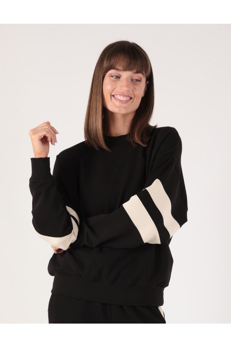 Vintage Oversized Crew, Main, color, Black/Oatmilk
