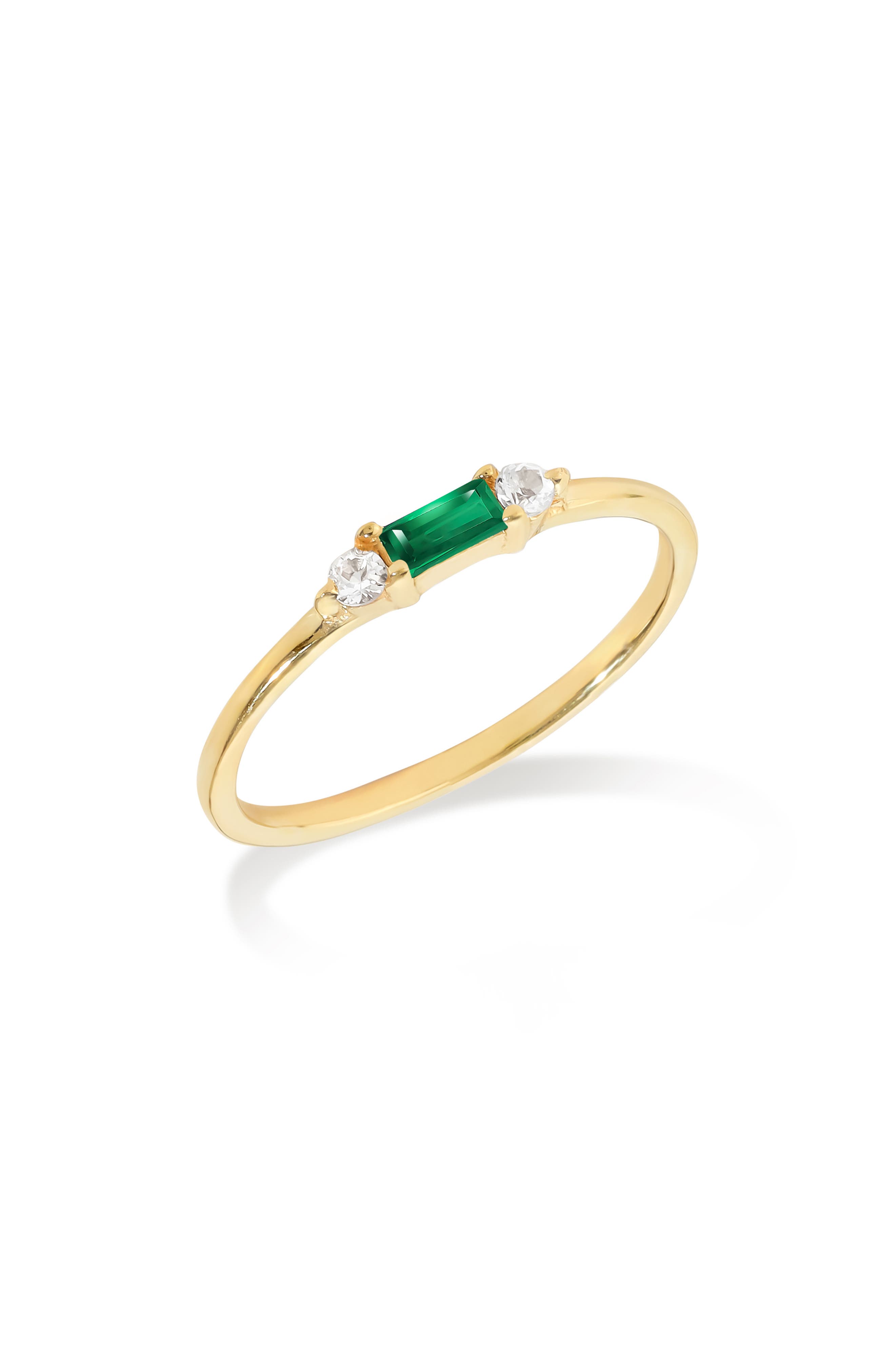 YS GEMS Baguette & Round Gemstone Ring