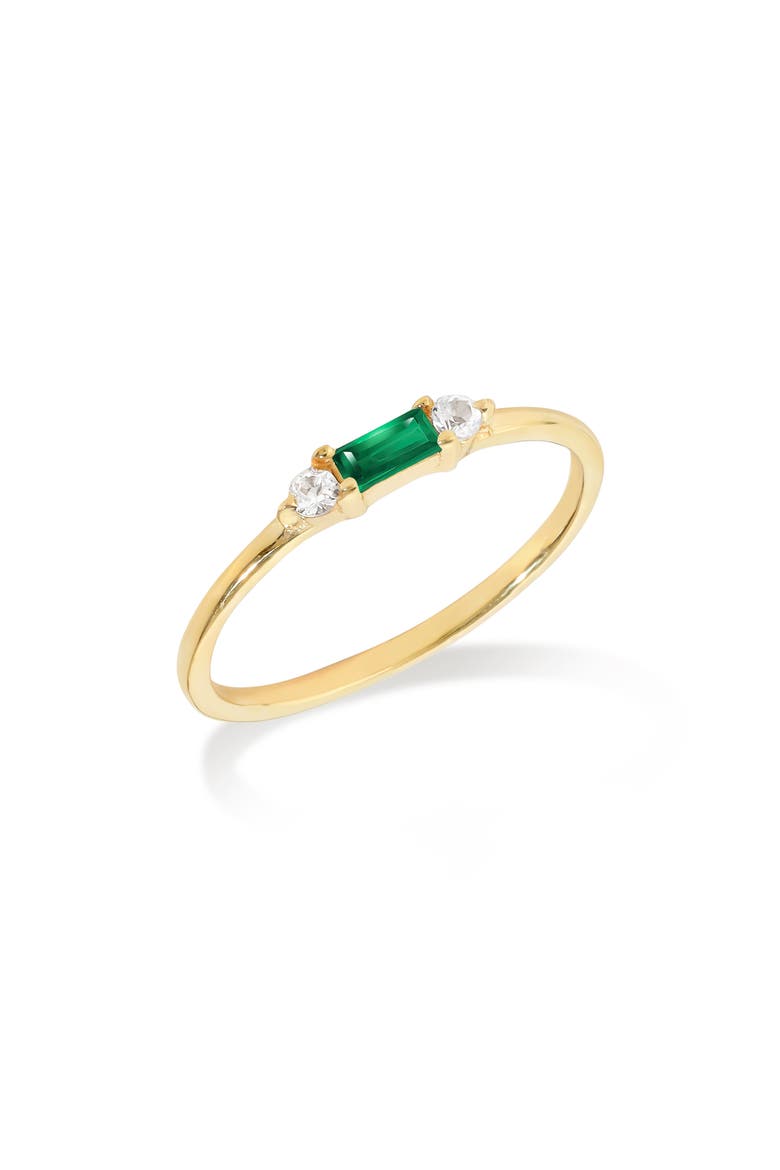 Baguette & Round Gemstone Ring, Main, color, GREEN