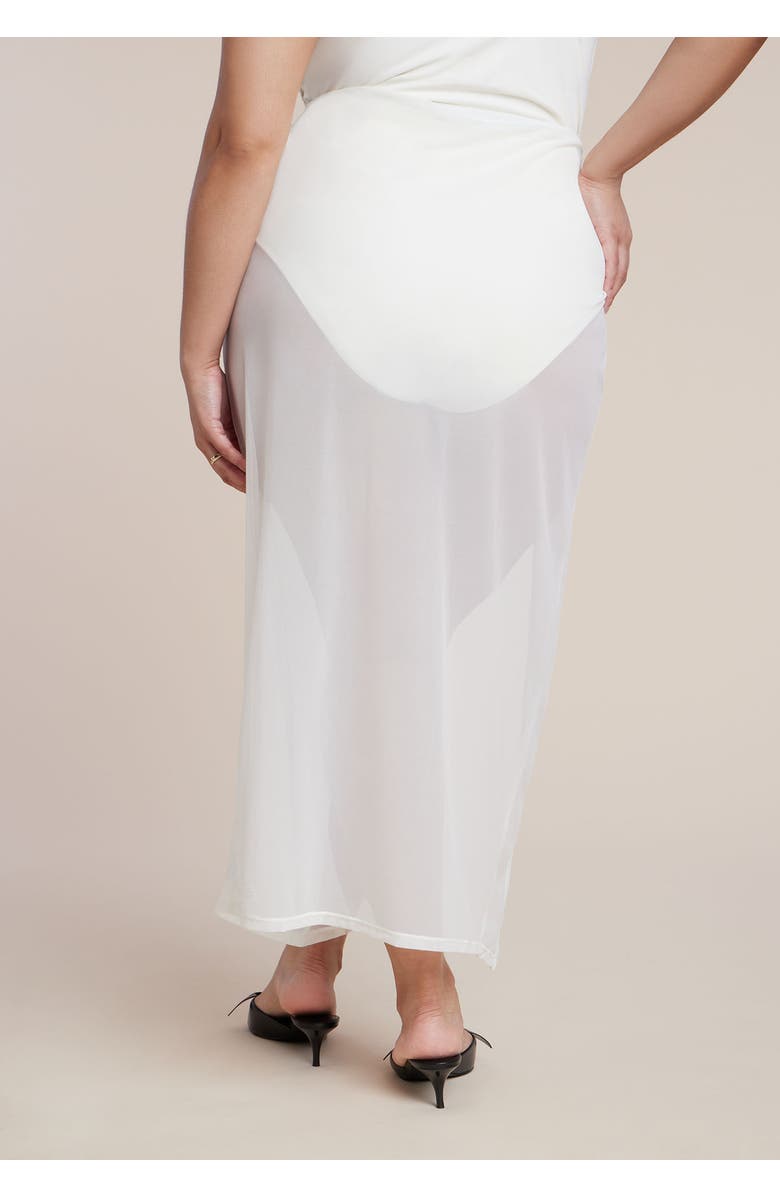 ELOQUII Mesh Maxi Asym Skirt Coverup, Alternate, color, Sea Salt