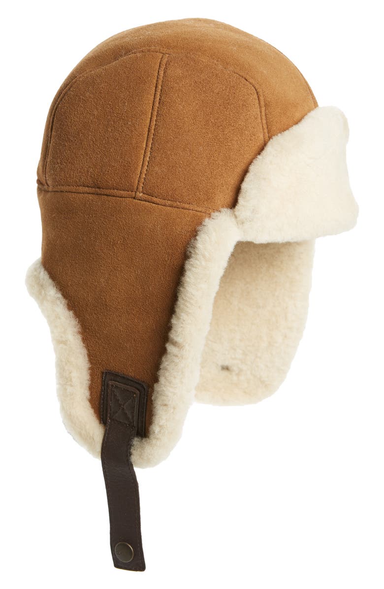 UGG<sup>®</sup> Genuine Shearling Trapper Hat, Main, color, 