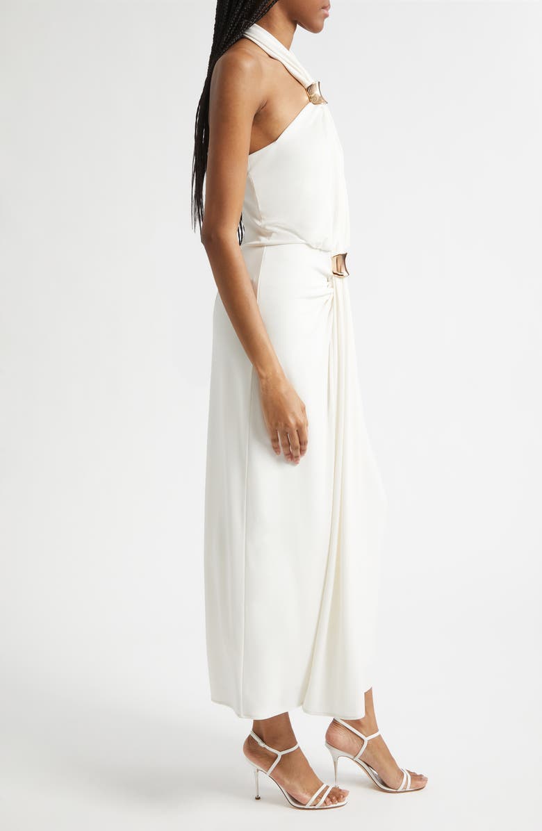 Cinq à Sept Kaily Bqangle Detail Halter Neck Dress, Alternate, color, Ivory