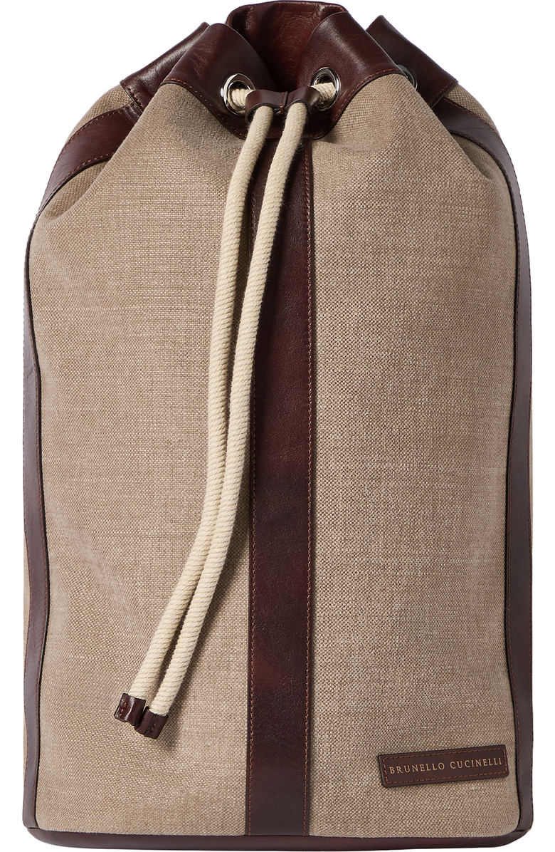 Brunello Cucinelli Water-resistant drawstring backpack, Main, color, Leather