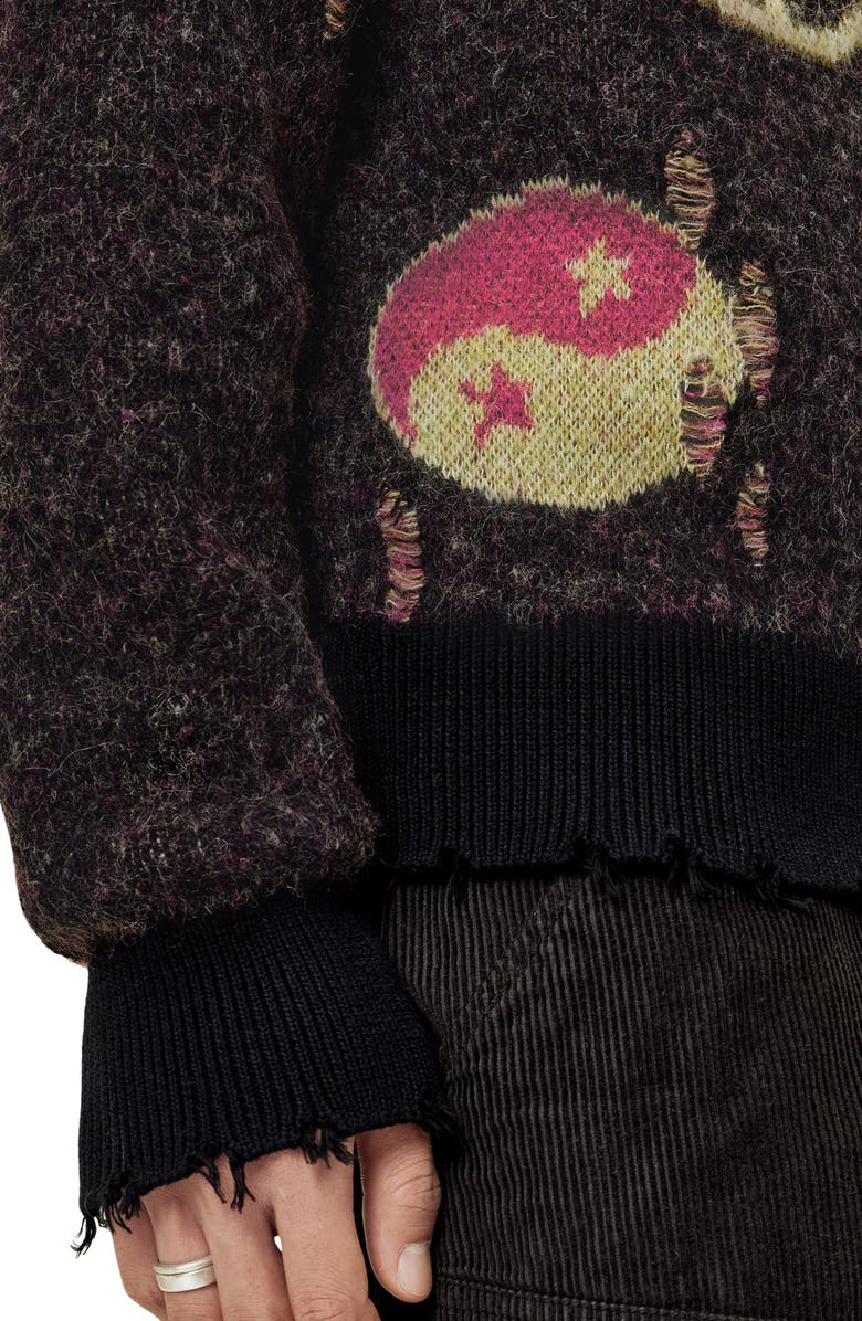 AllSaints Emotive Cotton Blend Cardigan, Alternate, color, Black