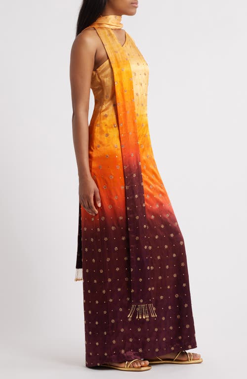 Shop Sani One-shoulder Long Sleeve Gown In Dusky Ember